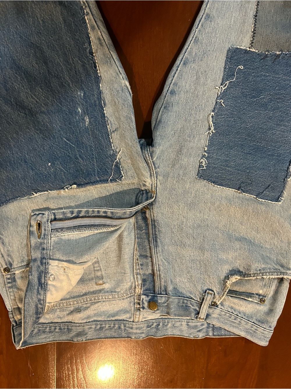 Wrangler Light Blue Denim Jeans with custom patch work - Picture 3 of 7